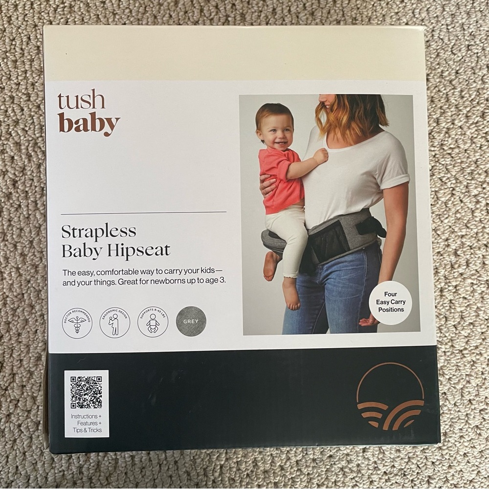 TushBaby Strapless Baby Hipseat - Gray
